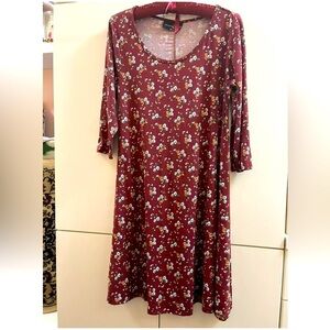 VTG Floral Burgundy Dress Lexington Avenue  size M